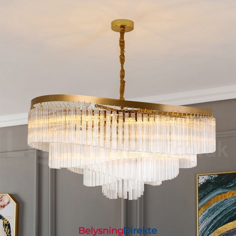 Gull Postmoderne Luksuriøs Rund K9 Krystall Anheng Lysekrone Utstillingshall