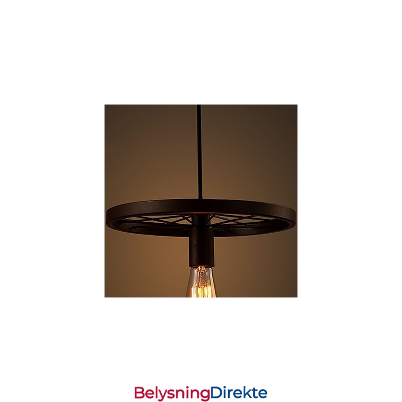 Industriell Vintage Pendellampe Med 1 Lys I Jernskjerm