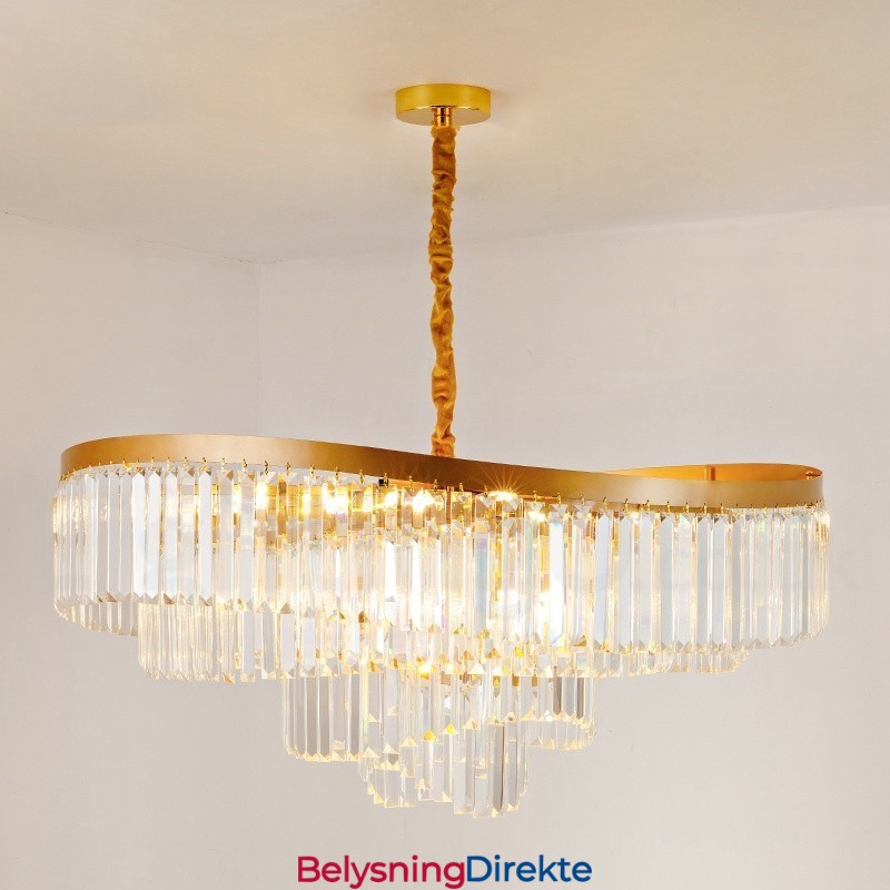 Gull Postmoderne Luksuriøs Rund K9 Krystall Anheng Lysekrone Utstillingshall