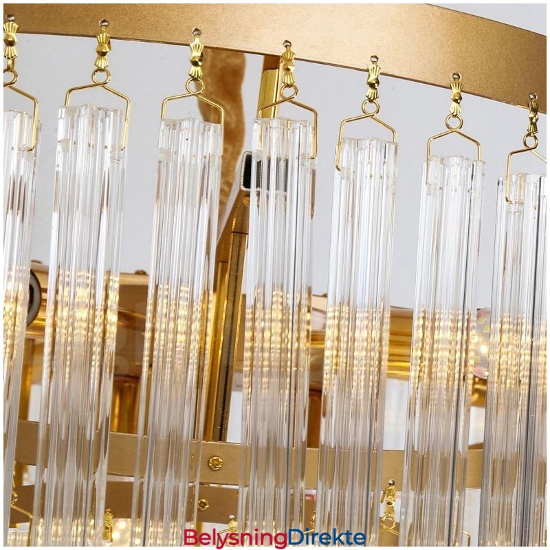 Gull Postmoderne Luksuriøs Rund K9 Krystall Anheng Lysekrone Utstillingshall