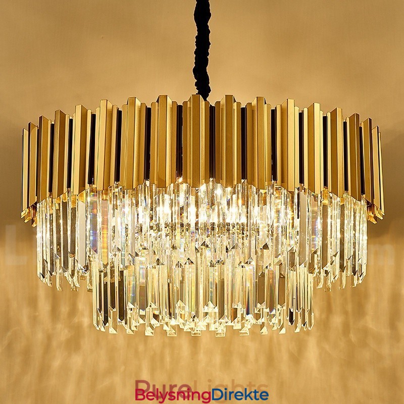 Årets Luksuriøse Postmoderne Gullrund K9 Krystallanhengslysekrone Utstillingshall