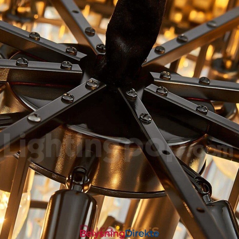 Årets Luksuriøse Postmoderne Gullrund K9 Krystallanhengslysekrone Utstillingshall