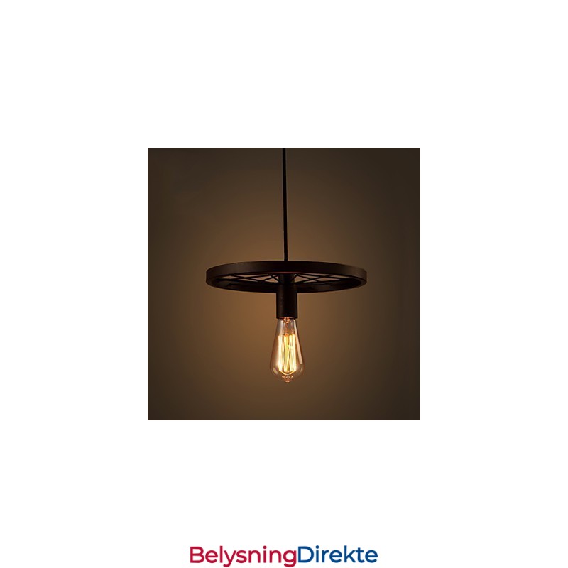 Industriell Vintage Pendellampe Med 1 Lys I Jernskjerm