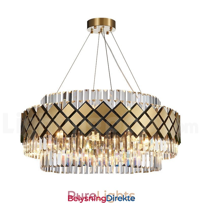 Luksuriøs Moderne Gull Pluss Svart Rund K9 Krystall Anheng Lysekrone Utstillingshall