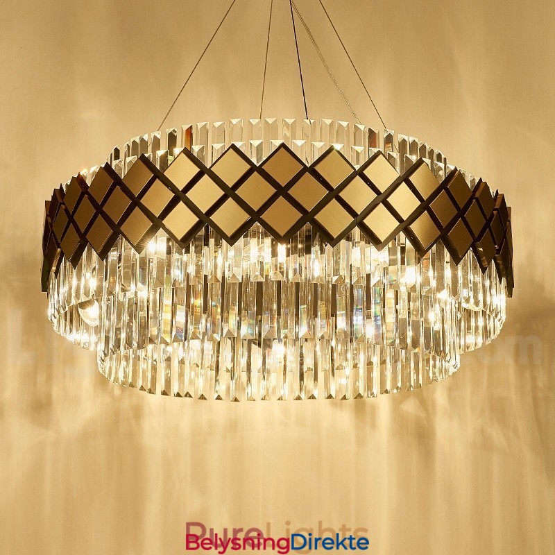 Luksuriøs Moderne Gull Pluss Svart Rund K9 Krystall Anheng Lysekrone Utstillingshall