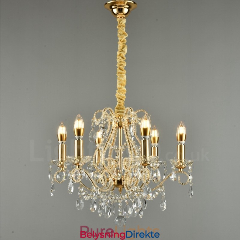 Lys Gull Sølv Amerikansk Stil Krystall Anheng Lysekrone Lys Butikk