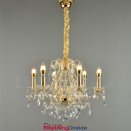 Lys Gull Sølv Amerikansk Stil Krystall Anheng Lysekrone Lys Butikk