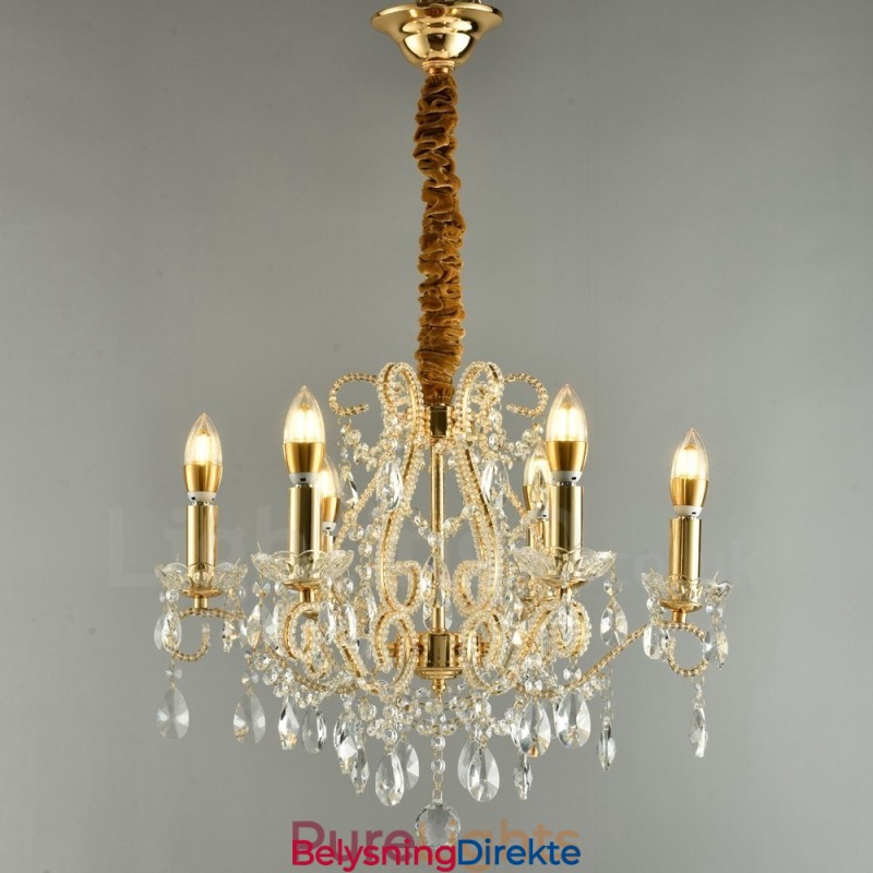 Lys Gull Sølv Amerikansk Stil Krystall Anheng Lysekrone Lys Butikk