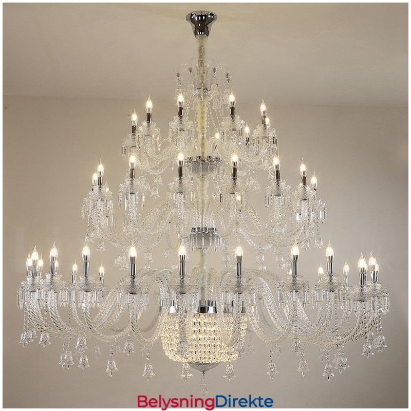 50 Lys Klar Elegant Luksuriøs Krystalllysekrone Utstillingshall