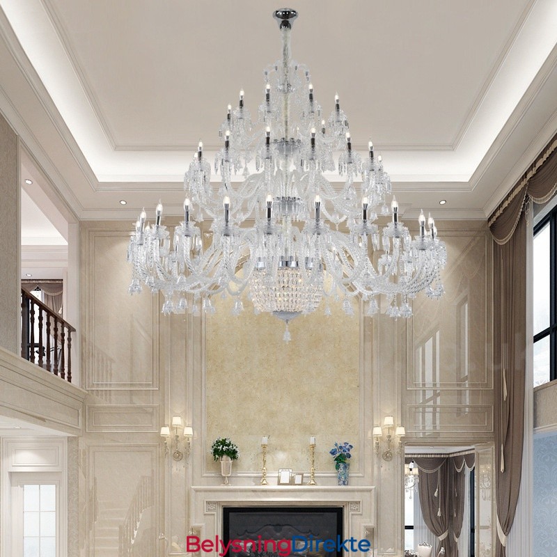 50 Lys Klar Elegant Luksuriøs Krystalllysekrone Utstillingshall