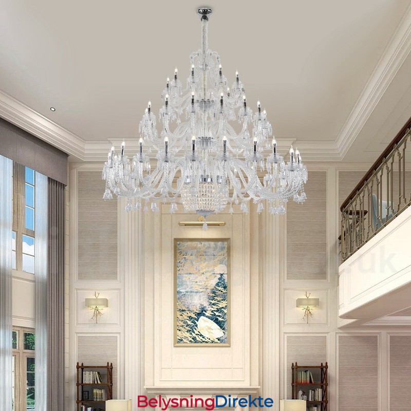 50 Lys Klar Elegant Luksuriøs Krystalllysekrone Utstillingshall
