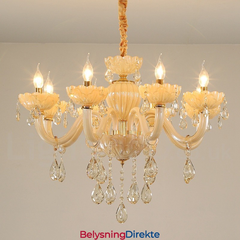 Luksuriøs Champagnekrystalllysekrone Med 8 Lys