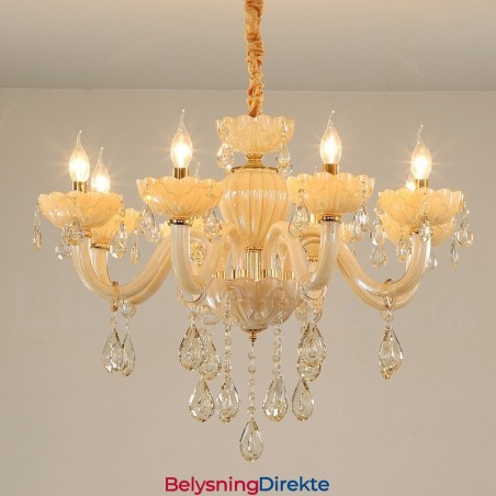 Luksuriøs Champagnekrystalllysekrone Med 8 Lys