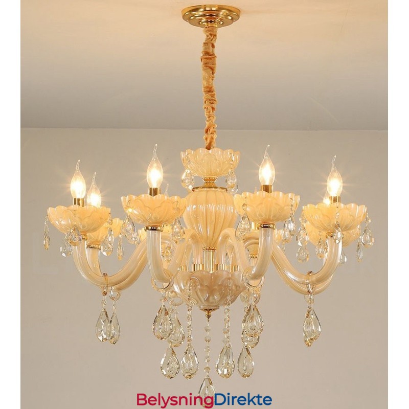 Luksuriøs Champagnekrystalllysekrone Med 8 Lys