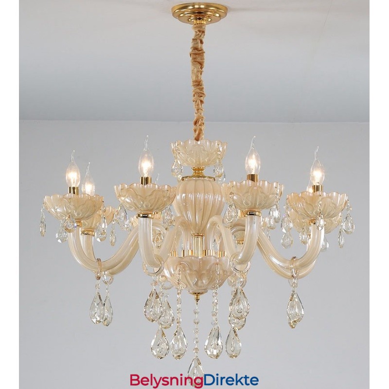 Luksuriøs Champagnekrystalllysekrone Med 8 Lys