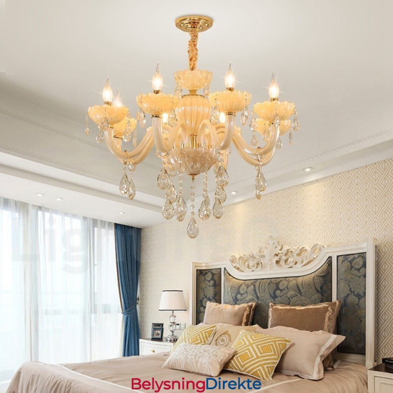 Luksuriøs Champagnekrystalllysekrone Med 8 Lys