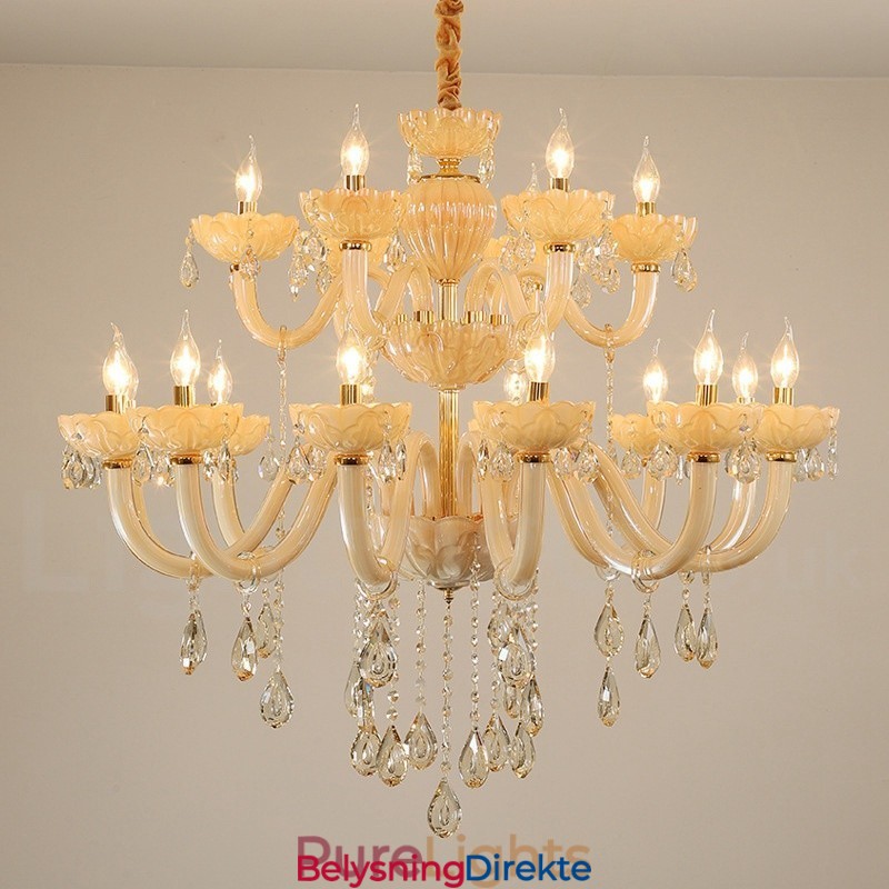 18 (12+6) Lys Luksuriøs Champagne Krystalllysekrone