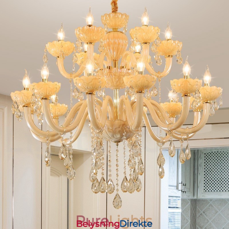 18 (12+6) Lys Luksuriøs Champagne Krystalllysekrone
