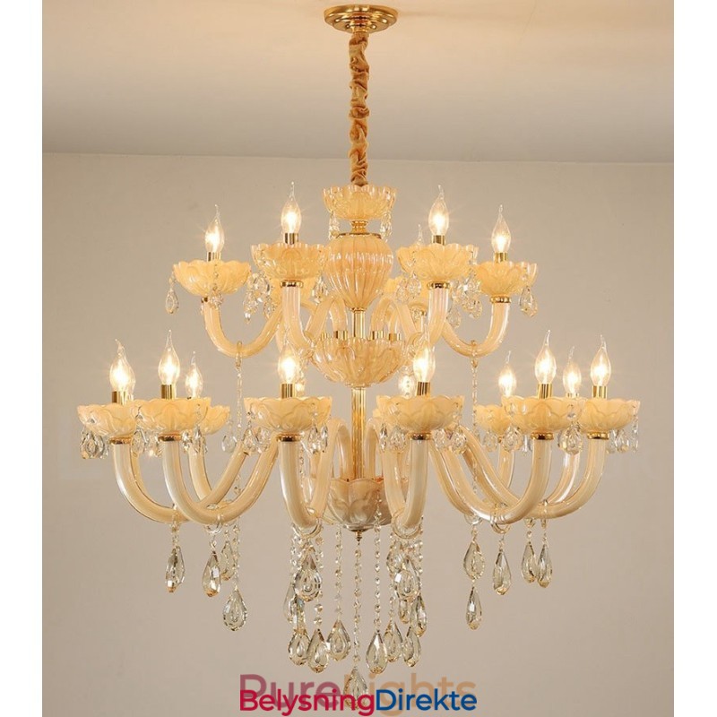 18 (12+6) Lys Luksuriøs Champagne Krystalllysekrone