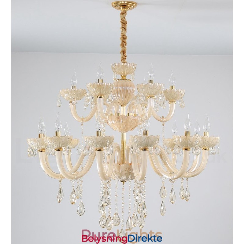 18 (12+6) Lys Luksuriøs Champagne Krystalllysekrone