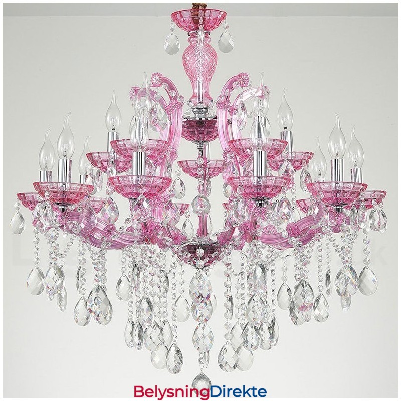 Flerfarget 18 (12+6) Lys Luksuriøs Krystalllysekrone Med Klar Krystall