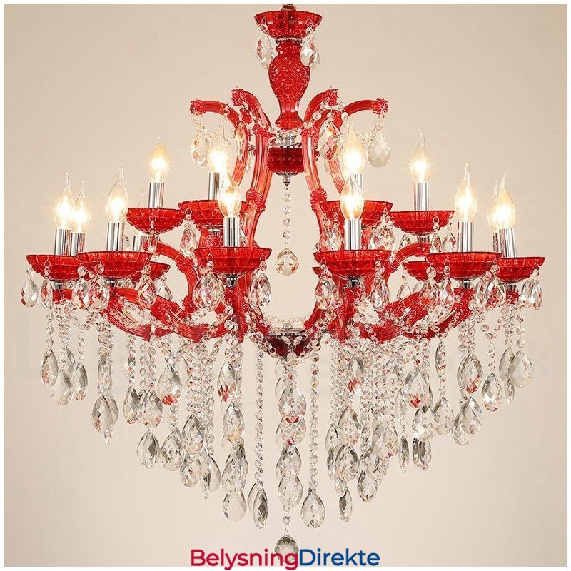 Flerfarget 18 (12+6) Lys Luksuriøs Krystalllysekrone Med Klar Krystall