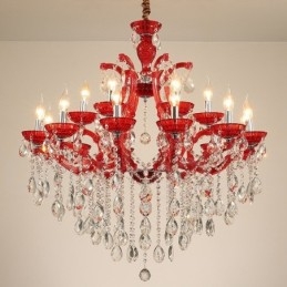 Flerfarget 18 (12+6) Lys Luksuriøs Krystalllysekrone Med Klar Krystall