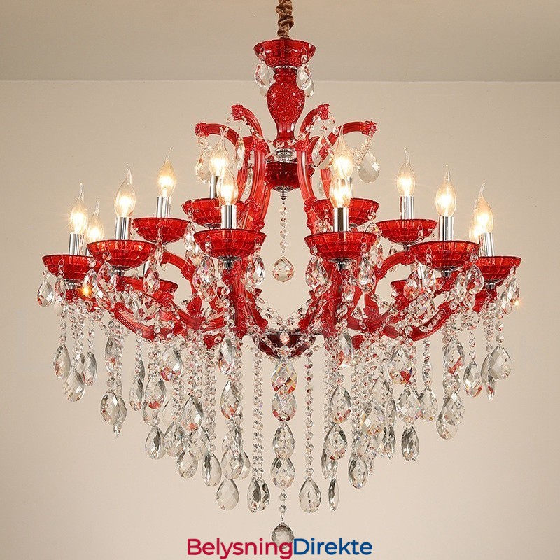 Flerfarget 18 (12+6) Lys Luksuriøs Krystalllysekrone Med Klar Krystall