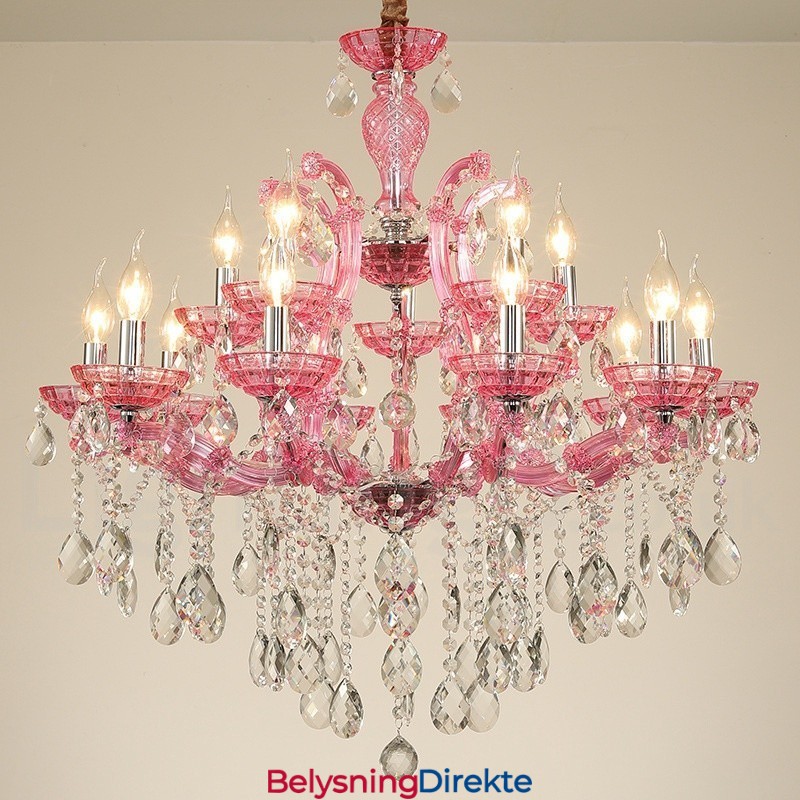 Flerfarget 18 (12+6) Lys Luksuriøs Krystalllysekrone Med Klar Krystall