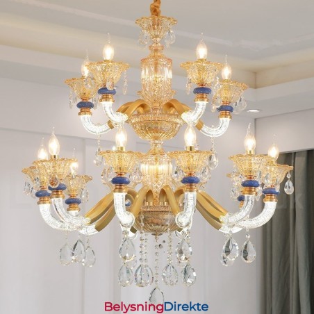 15 (10+5) Lys Moderne Samtidskunstnerisk Champagne-Lysekrone Med Krystall