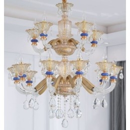 15 (10+5) Lys Moderne Samtidskunstnerisk Champagne-Lysekrone Med Krystall