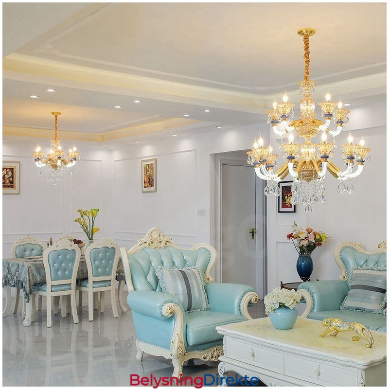 15 (10+5) Lys Moderne Samtidskunstnerisk Champagne-Lysekrone Med Krystall