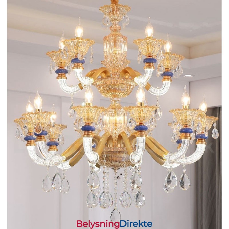 15 (10+5) Lys Moderne Samtidskunstnerisk Champagne-Lysekrone Med Krystall