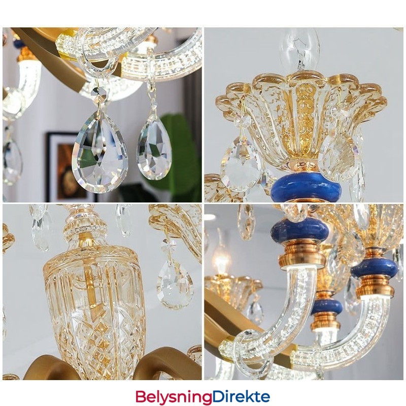 15 (10+5) Lys Moderne Samtidskunstnerisk Champagne-Lysekrone Med Krystall