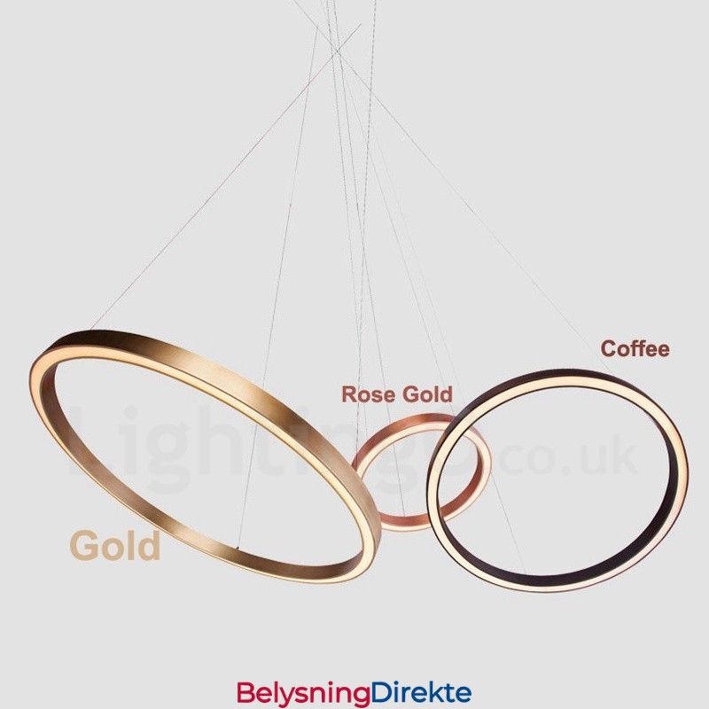 Wi-Fi Smart Dimmbar Gull Rose Gull Moderne Samtidsstil 3 Rings Lys Aluminiumslegering Pendellampe Med Akrylskjerm