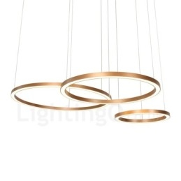 Wi-Fi Smart Dimmbar Gull Rose Gull Moderne Samtidsstil 3 Rings Lys Aluminiumslegering Pendellampe Med Akrylskjerm