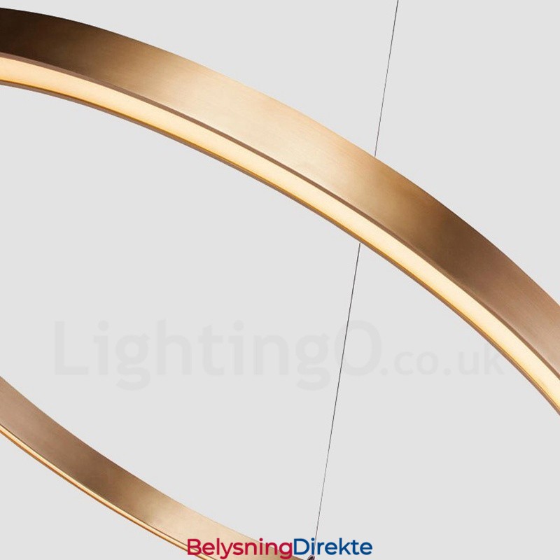 Wi-Fi Smart Dimmbar Gull Rose Gull Moderne Samtidsstil 3 Rings Lys Aluminiumslegering Pendellampe Med Akrylskjerm