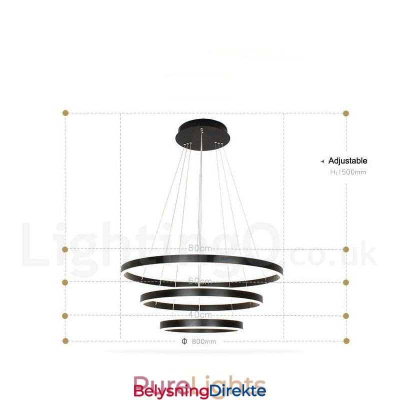 Dimbar Wi-Fi Smart 3 Rings To Strips Moderne Samtidsstil Pendellampe Med Akrylskjerm