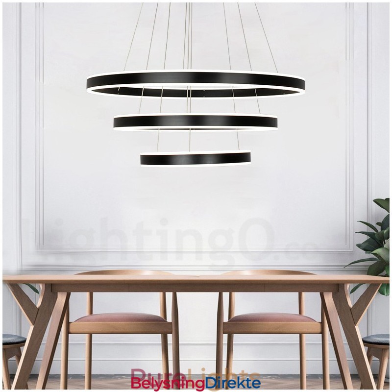Dimbar Wi-Fi Smart 3 Rings To Strips Moderne Samtidsstil Pendellampe Med Akrylskjerm