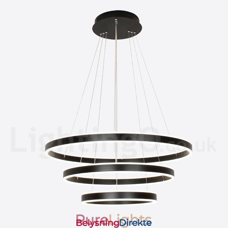 Dimbar Wi-Fi Smart 3 Rings To Strips Moderne Samtidsstil Pendellampe Med Akrylskjerm