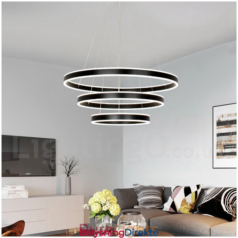 Dimbar Wi-Fi Smart 3 Rings To Strips Moderne Samtidsstil Pendellampe Med Akrylskjerm