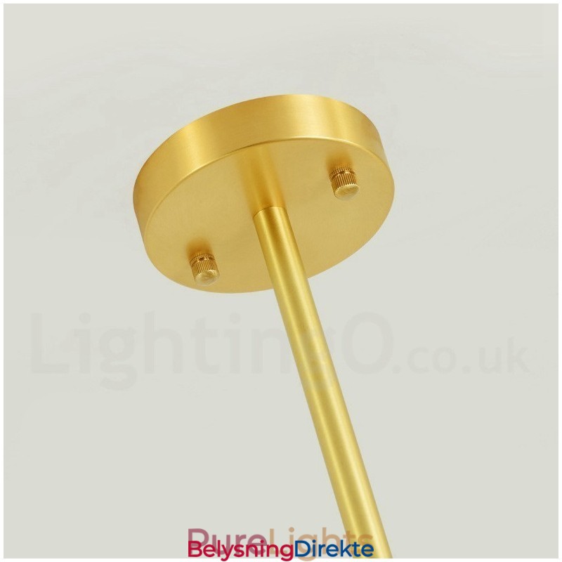 6 Lyskrone I Ren Messing, Nord-Europa, Moderne Anhengslampe Med Metallmolekyler