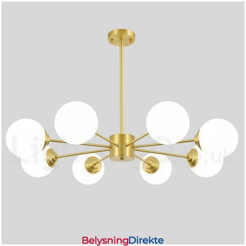 8 Lyskrone I Ren Messing, Nord-Europa, Moderne Anhengslampe Med Metallmolekyler