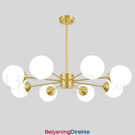 8 Lyskrone I Ren Messing, Nord-Europa, Moderne Anhengslampe Med Metallmolekyler