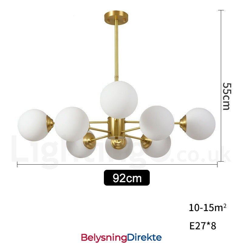 8 Lys (4+4 Lys) To Etasjers Ren Messing Nordeuropeisk Bønnelysekrone Moderne Metallmolekyler Anhengslampe