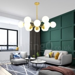 12 Lys (6+6 Lys) To Etasjers Ren Messing Nordeuropeisk Bønnelysekrone Moderne Metallmolekyler Anhengslampe