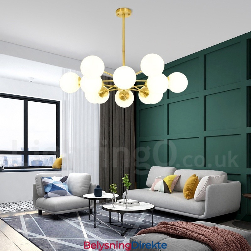 12 Lys (6+6 Lys) To Etasjers Ren Messing Nordeuropeisk Bønnelysekrone Moderne Metallmolekyler Anhengslampe