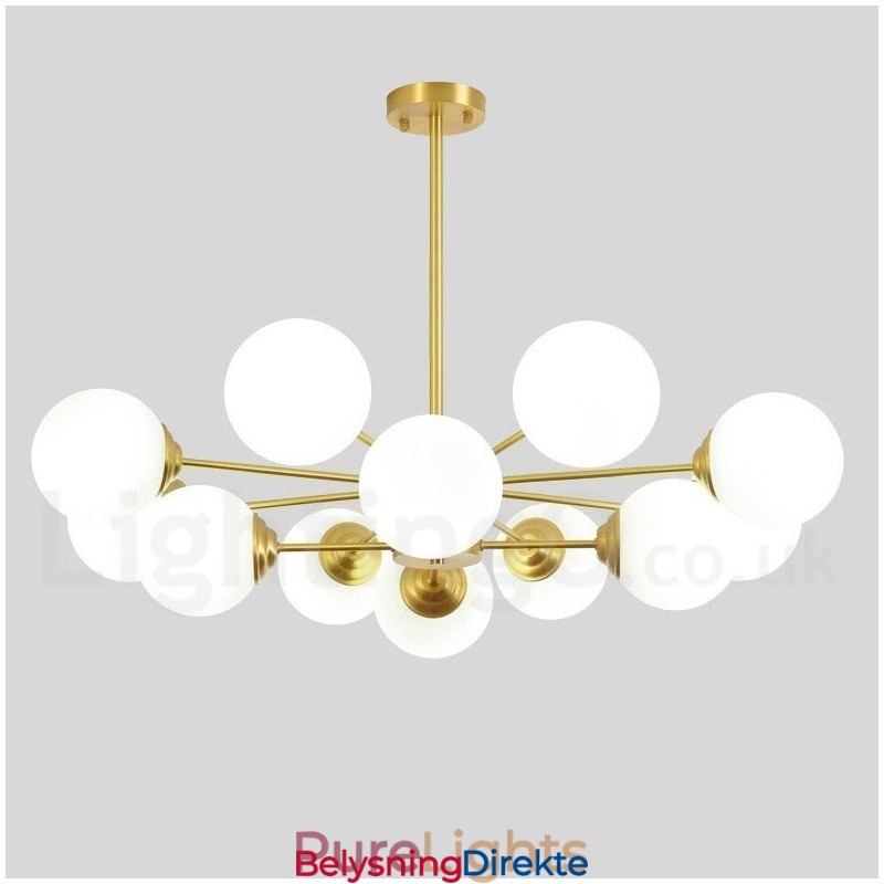 12 Lys (8+4 Lys) To Etasjers Nordeuropeisk Bønnelysekrone I Ren Messing, Moderne Metallmolekyler-Anhengslampe