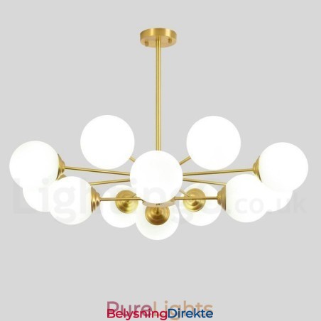 12 Lys (8+4 Lys) To Etasjers Nordeuropeisk Bønnelysekrone I Ren Messing, Moderne Metallmolekyler-Anhengslampe