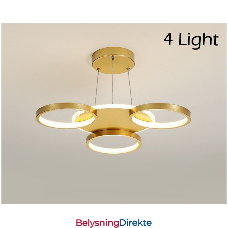 Gullfarget Moderne, Samtidskunstnerisk Nordisk Stil, Sirkelformet Taklysekrone Med Fjernkontroll, Kan Også Brukes Som Vegglampe